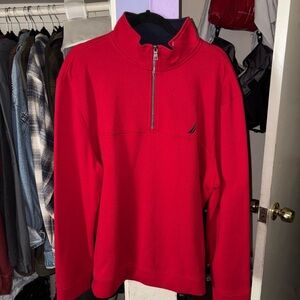 Nautica Men's Bold Red Zip-Up Sweater